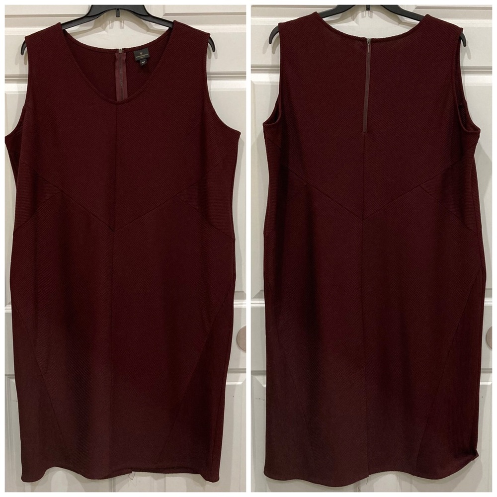 Worthington 24W 24 maroon body con textured knee length sheath dress stretchy